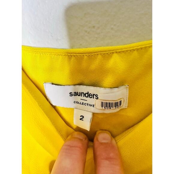 SAUNDERS COLLECTIVE Women's Yellow Lara Slip Satin Cocktail Dress Size 2 - Picture 9 of 12